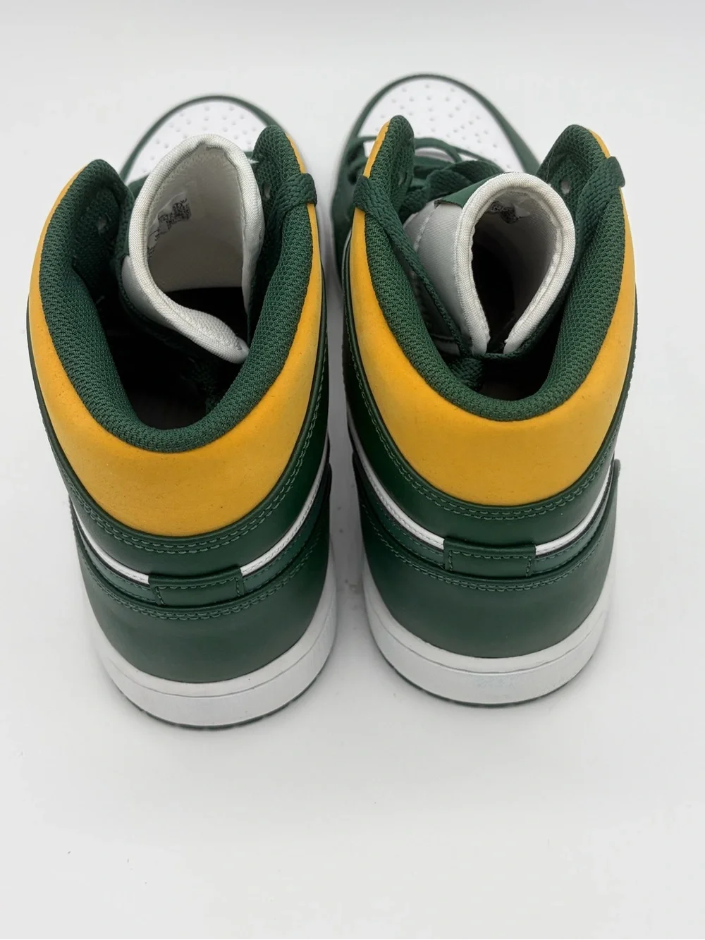 AirJordan 1 Mid Sonics Men’s Athletic Shoes Green White Yellow High-Top Sneakers